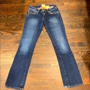 Y2K MARLOW TURQUOISE DETAILED BUTTON SNAP  DISTRESSED BOOT CUT JEANS SIZE 29